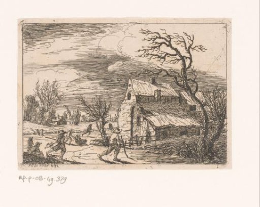 Winter landscape with winter amusement on the ice
