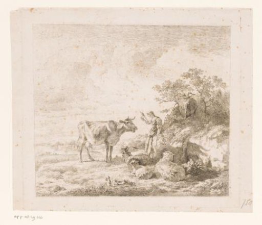 Landscape with a spinner and cattle