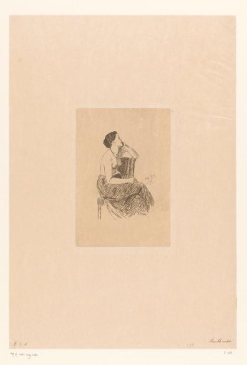 Woman with bare upper body on a chair