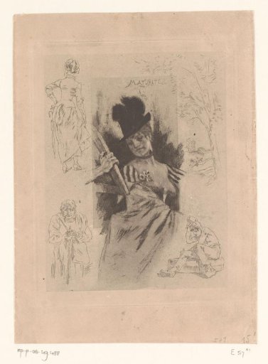 Woman looking in a mirror held up to her