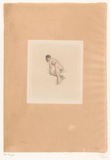 Naked woman climbing into bed