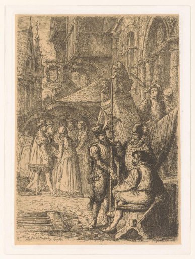 View of a busy street in Antwerp in the sixteenth century