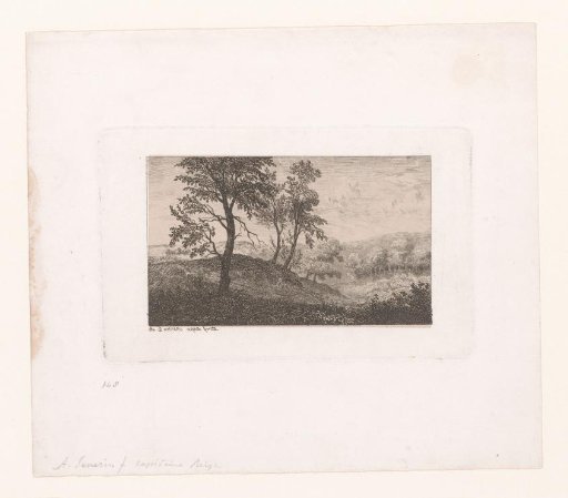 Landscape with trees on a hill