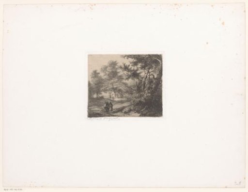 Landscape with a chapel and two monks in the foreground