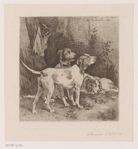 Three Hunting Dogs in a Landscape