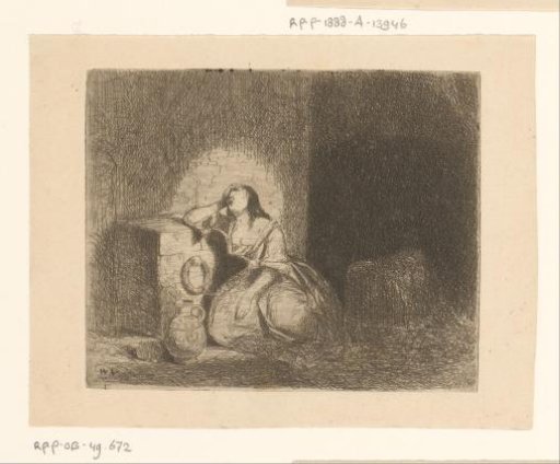 Dungeon with a woman chained to a low wall