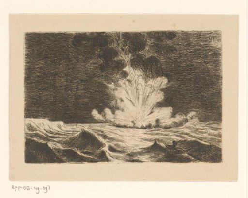 Explosion of a ship at sea