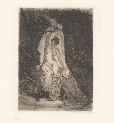 Landscape with bathing woman
