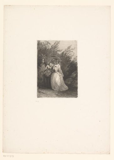 Two women with parasols walking in a park