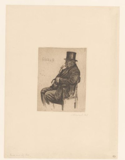 Man Smoking a Pipe on a Chair