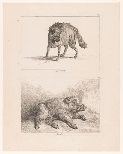 Sheet with two plates: lynx and wild boar