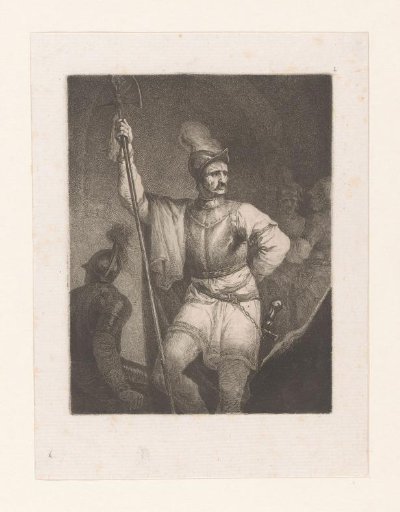 Soldier with a halberd and helmet