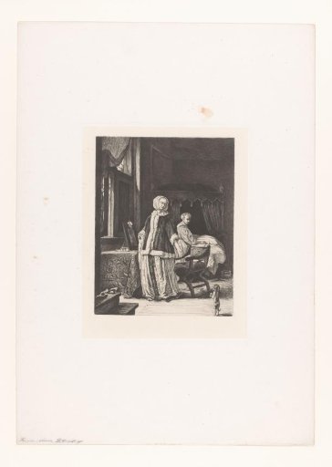 Woman in Her Bedchamber with Servant and Dog