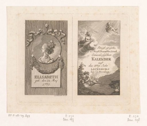 Portrait of Princess Elisabeth of the United Kingdom and Title Page with the Seasons