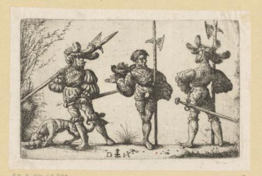 Three German Landsknechts with a Halberd