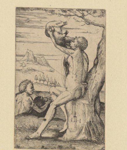 Satyrs Playing the Bagpipes and Drinking Wine