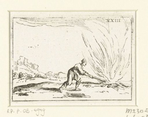 A Man Lighting a Fire