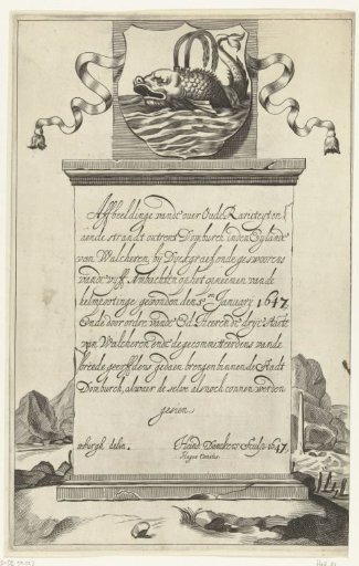 Title print for the series of antiquities found on the beach of Walcheren in 1647
