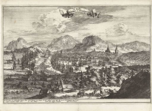 City of Bergen defended by Dutch fleet against English attack