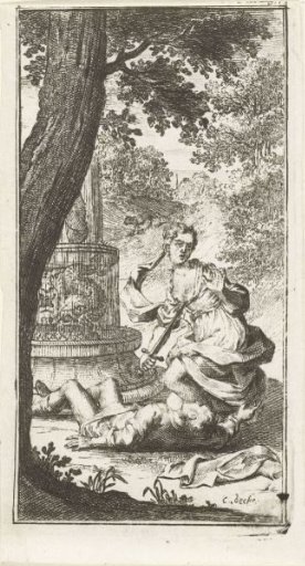 Thisbe kills herself with the sword of Pyramus by the fountain