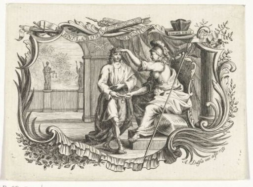 Minerva Rewards or Honours a Man for His Work, in Cartouche