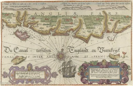 Map of the English coast between the Isle of Wight and Dover