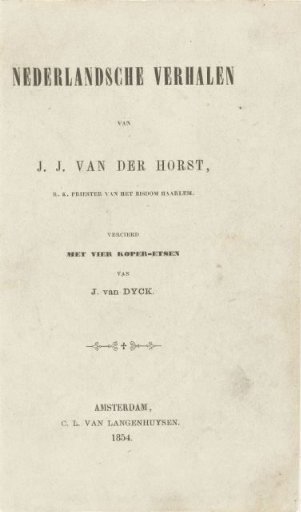 Title page for: J.J. van der Horst, Dutch Tales, 1854