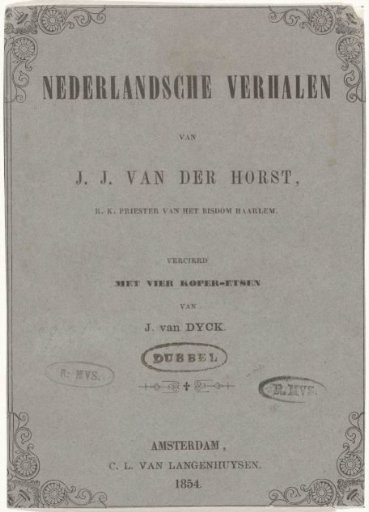 Title page for: J.J. van der Horst, Dutch Tales, 1854
