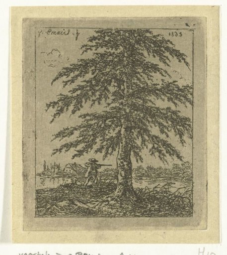 Landscape with beech and hunter