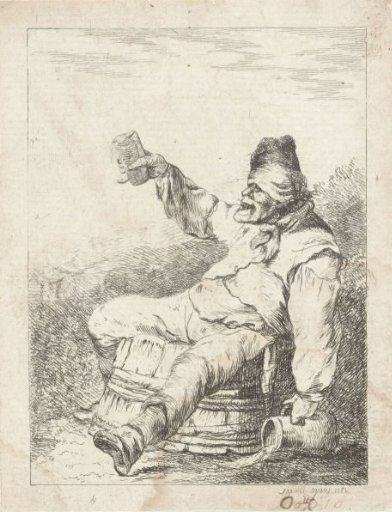 Drunk Man Sitting on a Cask