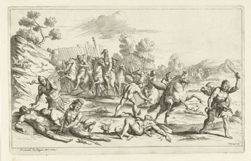 Soldiers Attacked by a Plague of Monstrous Snakes