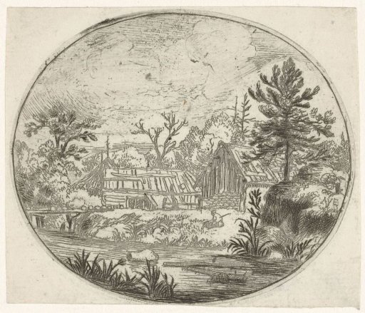 Hamlet on the bank of a river