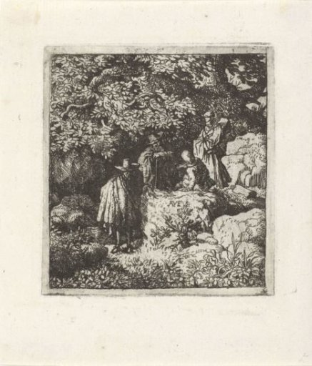 Four figures under a tree