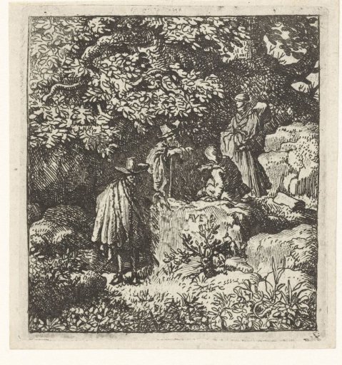 Four figures under a tree