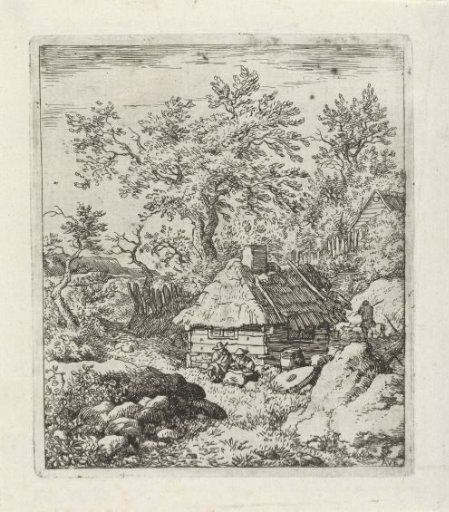 Landscape with hut and millstone