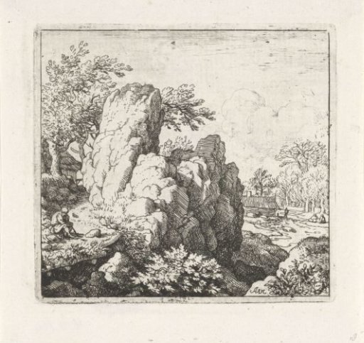 Landscape with large rock