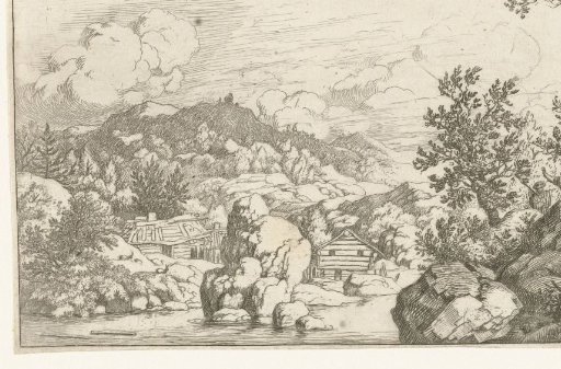 Landscape with a rock in a river