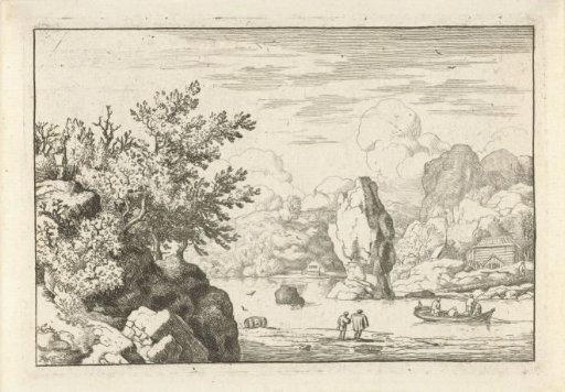 Landscape with two figures on the beach