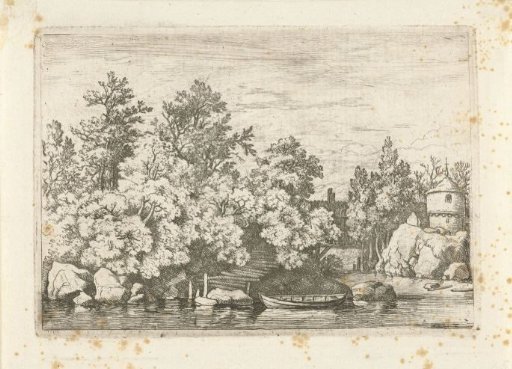 Landscape with covered bridge