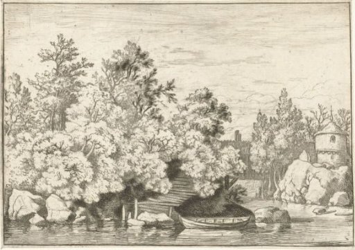 Landscape with covered bridge