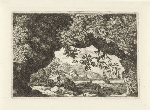 Seascape through an opening in the rocks
