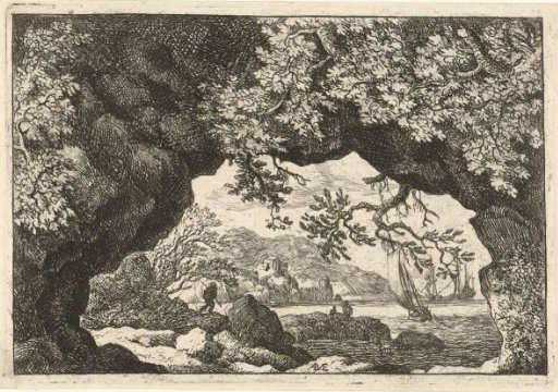 Seascape through an opening in the rocks