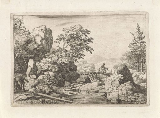 Landscape with rider on bridge