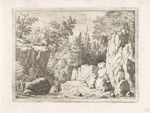 Landscape with man with pointing stick