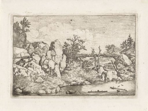 Landscape with two tree trunks in the water