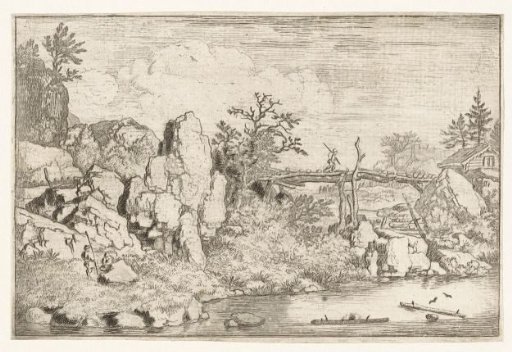 Landscape with two tree trunks in the water