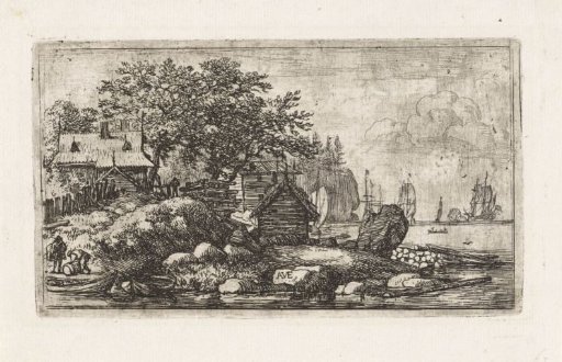 River landscape with two rowing boats