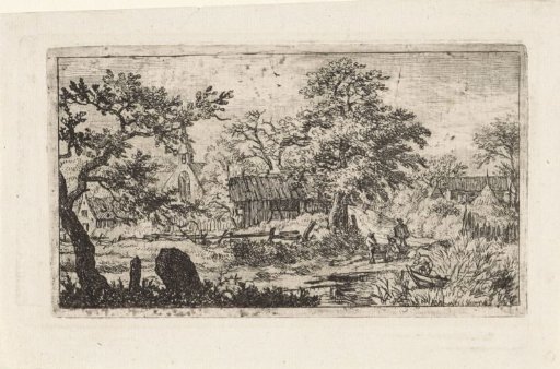 Landscape with rowing boat in the reeds