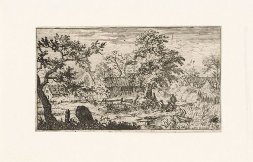 Landscape with rowing boat in the reeds