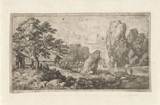 Landscape with rock at the water